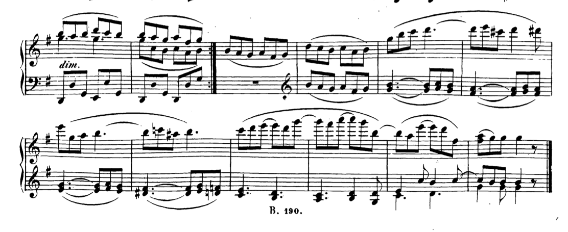 The final two lines of Beethoven's Op. 126 No. 5 Bagatelle.