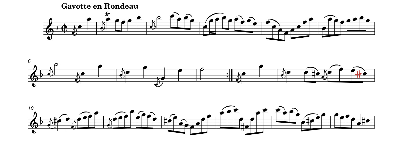 Excerpt sheet music from my arrangement of Bach's Partita no. 3.